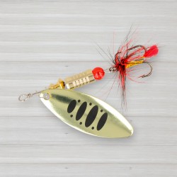 Блешня обертова ZEOX Reactive Long № 2, 6г, колір 009 Gold-Black Dot